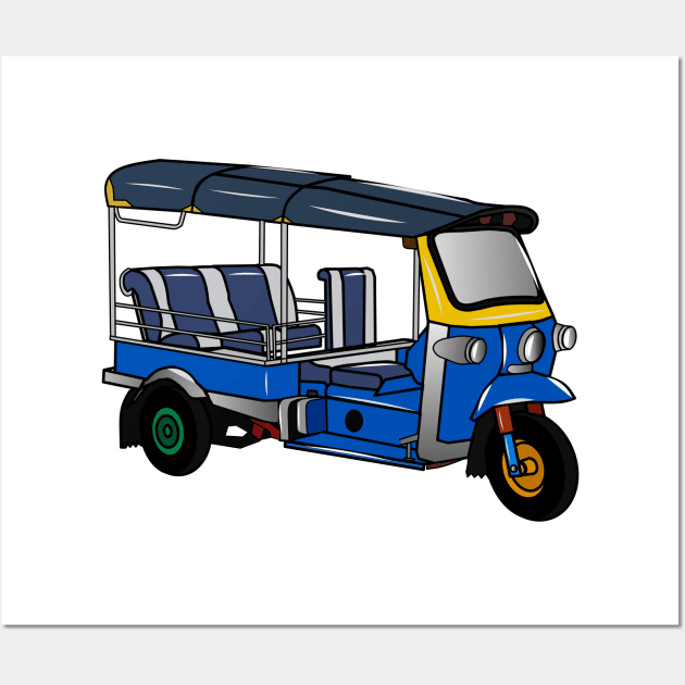 Tuk tuk cartoon illustration Wall Art by Miss Cartoon